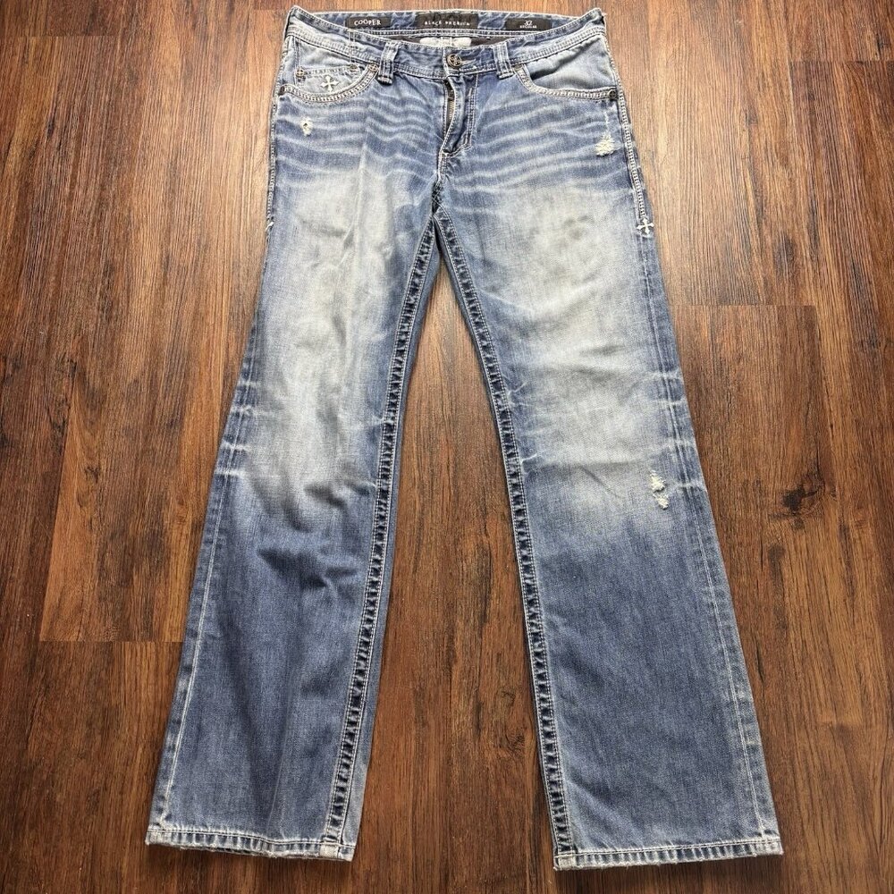 Affliction Cooper Bootcut Jeans Embroidered Western Destroyed Light Wash Size 32